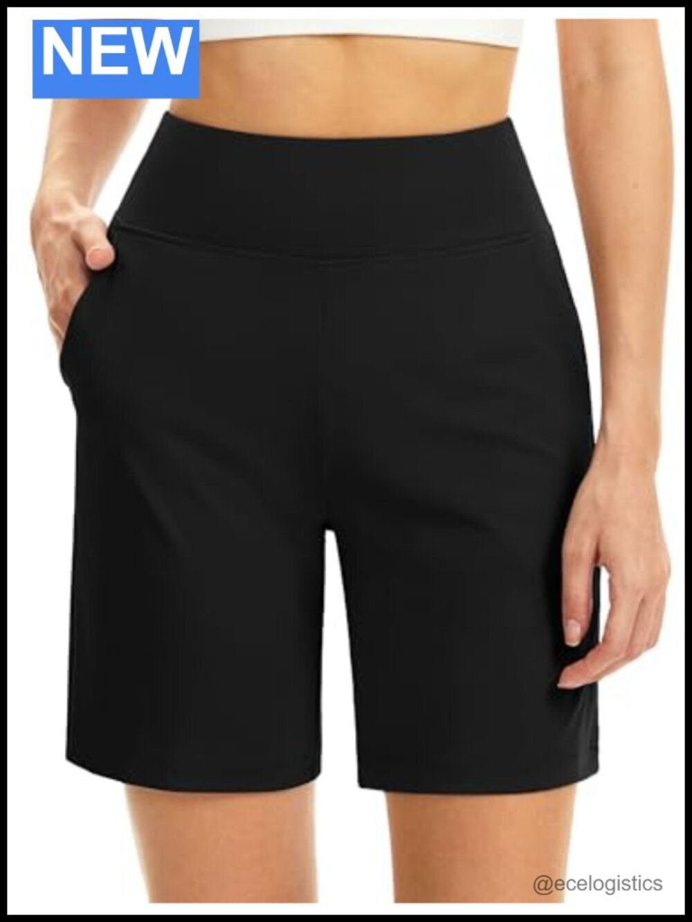 7" Bermuda Shorts with Pockets High Waisted Stretch Walking Shorts for Women